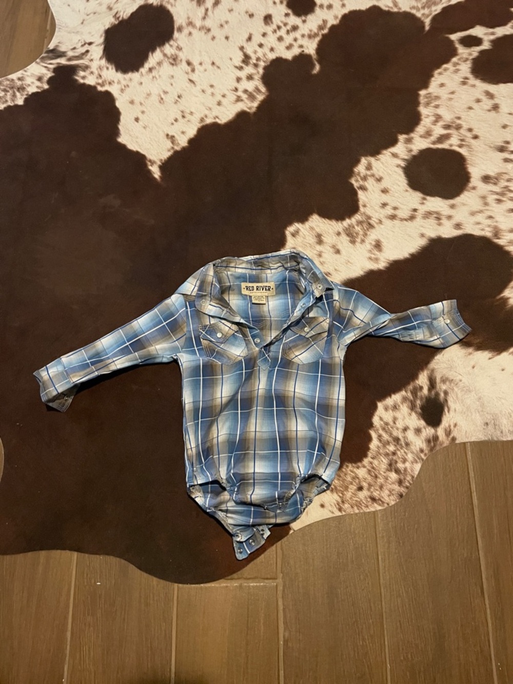 Blue Plaid Button-Down Baby Bodysuit